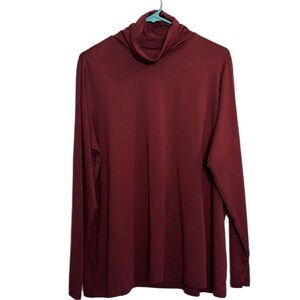 Land’s End cotton/ modal tencel fabric burgundy long sleeve turtleneck top NWT